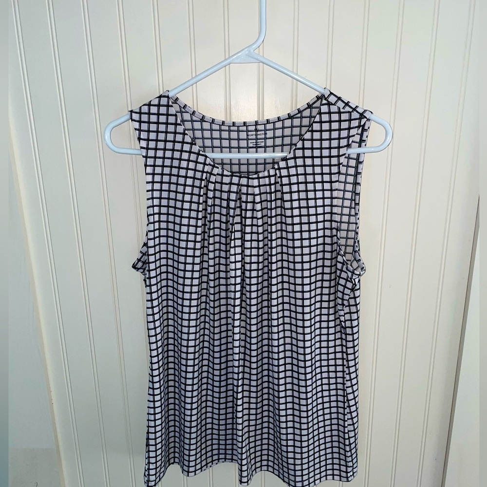 Worthington Black & White Checkered Sleeveless Blouse - Size Large
